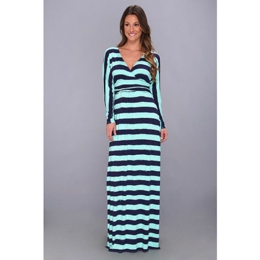 Lilly Pulitzer Blue and Aqua Striped Maxi Dress